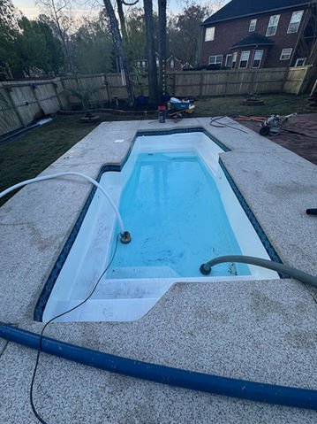 Pool preparation stage before resurfacing by SC Pool Resurfacing in Charleston SC.