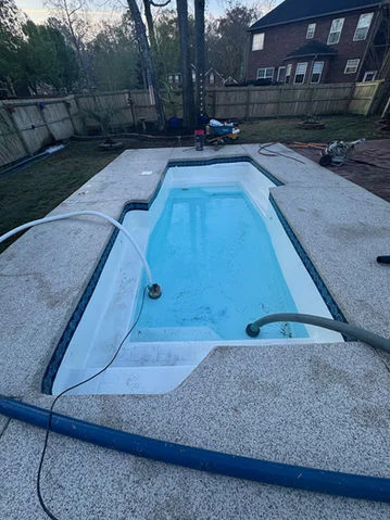 Pool preparation stage before resurfacing by SC Pool Resurfacing in Charleston SC.